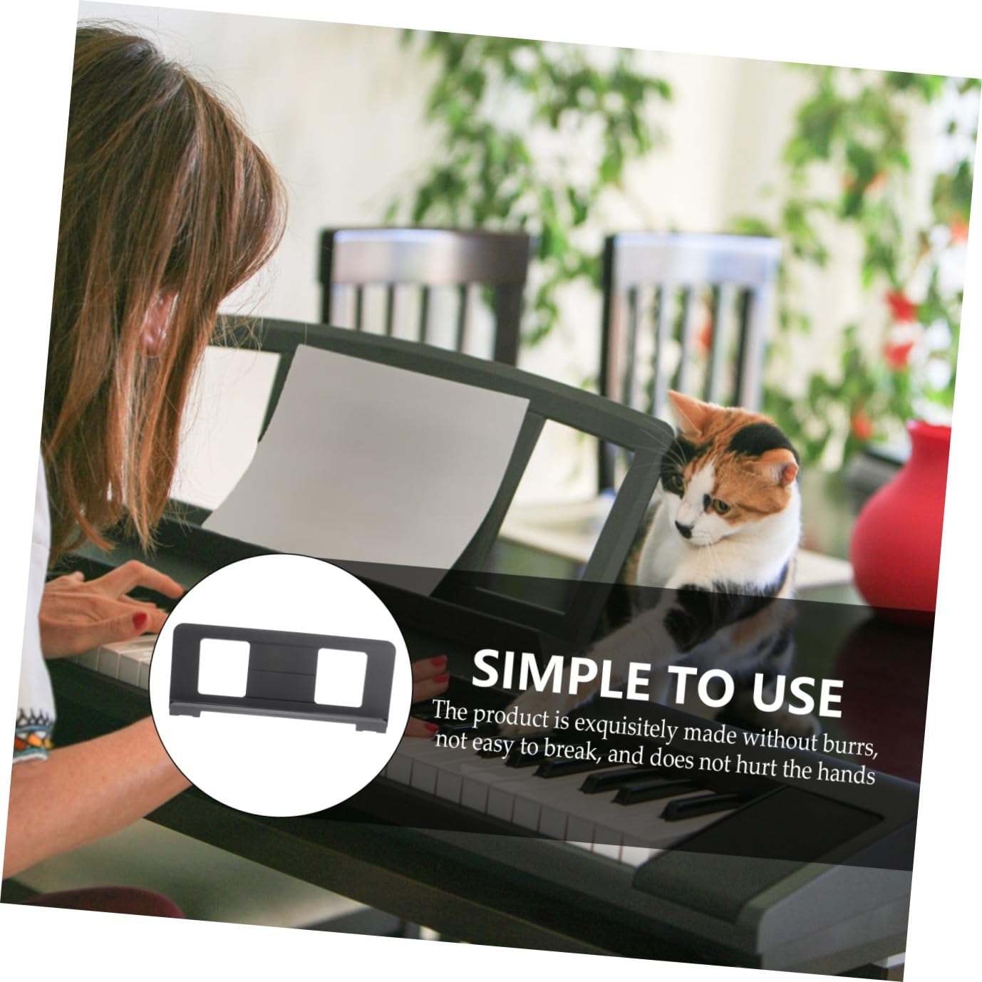 TOYANDONA Support de Partitions Musicales pour Clavier en Abs Noir Compact Bavures, Pupitre Élégant et Simple pour Pratiquer la Musique