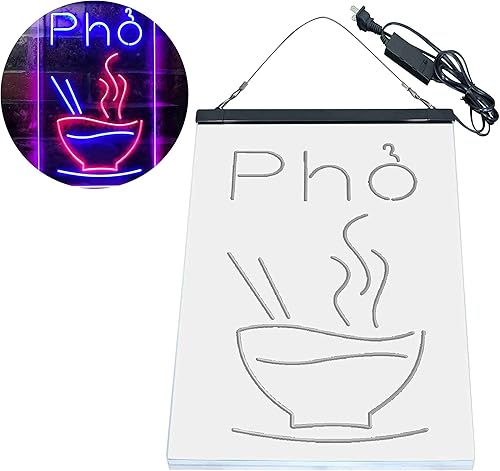 Miniatura 9 de ADVPRO Pho Vietnam Noodle Night Eat - Letrero de neón LED de doble color, rojo y azul, 12 x 16 pulgadas st6s34-i3619-rb
