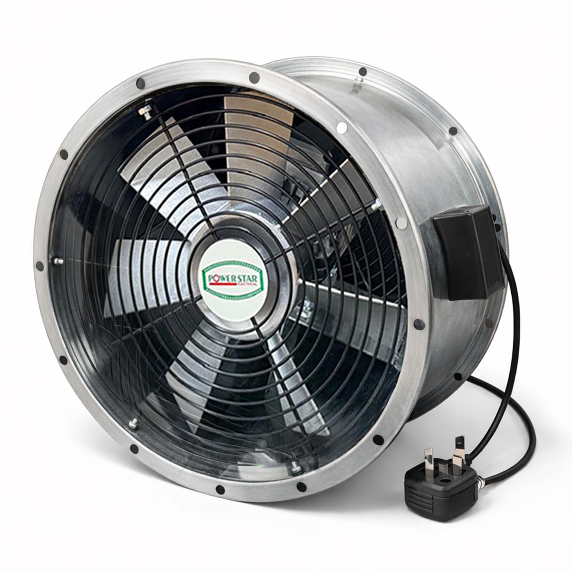 POWERSTAR ELECTRICALS Powerful Commercial Axial Metal Canopy Extractor Exhaust Duct Fan 12" 16" 18" & 20" inches Kitchens, Warehouses, Greenhouses, Hotels and All Commercial Places (12" Inches 300mm)