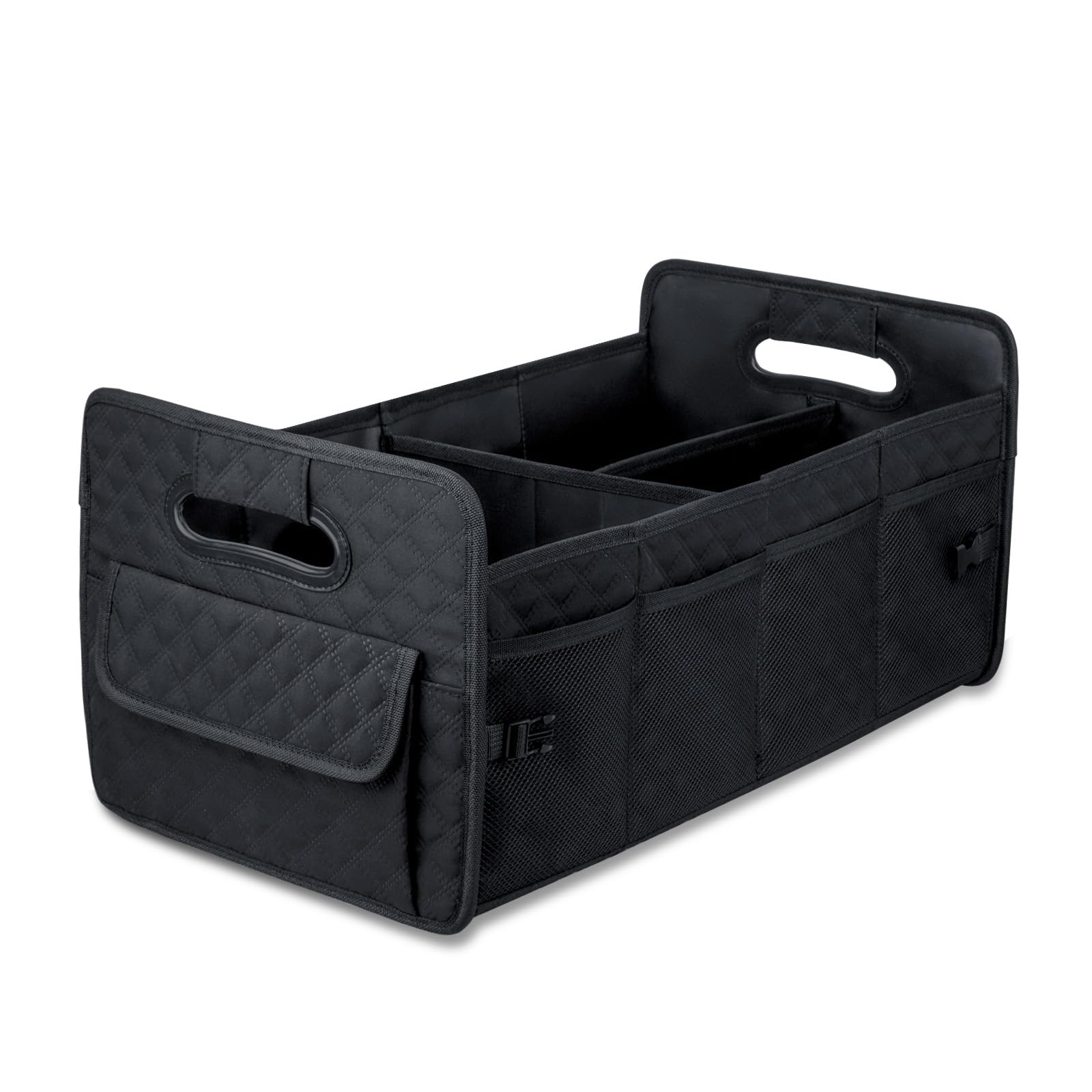 JiatuA Car Trunk Organizer for SUV, Car Storage Organizer Collapsible Multi Compartment Container Box, Adjustable Car Accessories for Women/Men, Black