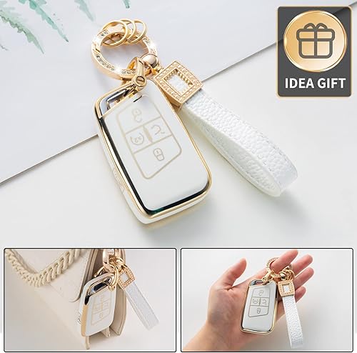 Miniatura 5 de Funda para llavero VW Volkswagen con cordón de cuero, funda para llavero de coche compatible con Tiguan Jetta GLI Atlas Cross Sport Arteon Taos SEL