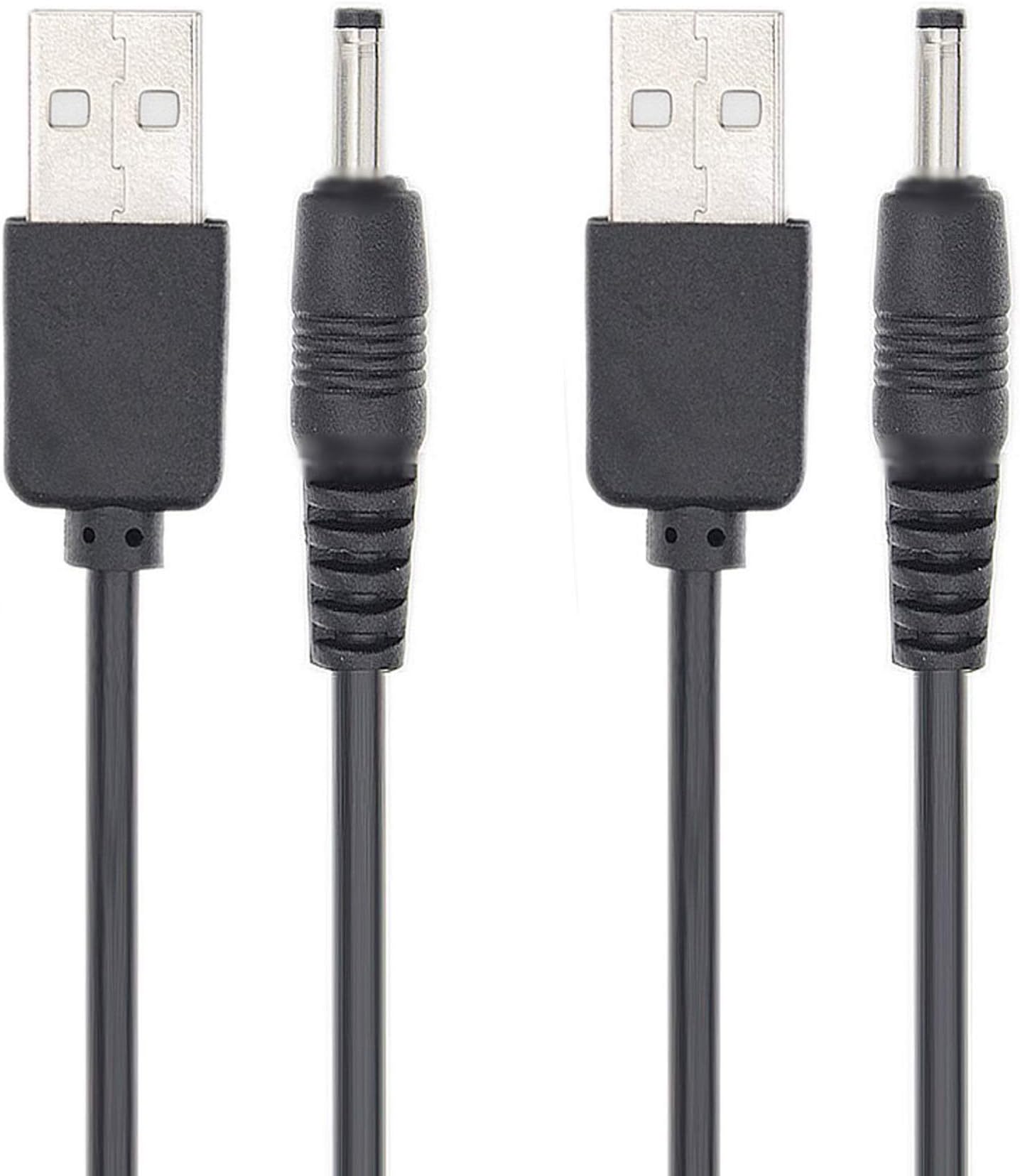 FitTurn 5V DC Power Cord USB to DC 3.5mm x 1.35mm Barrel Jack Adapter Connector Charging Cable Plug (Black)