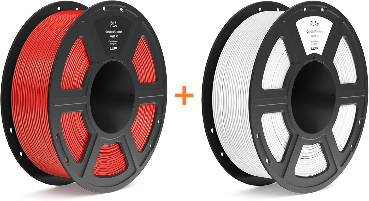 PLA Filament True Red 1KG & PLA+ Filament White 1KG