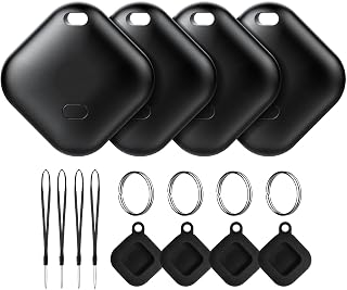 Air Tag for Android, Tags-4 Pack Luggage Tracker with 4 Case, Tags Works via Google Find My Device App, Bluetooth Tracker Item Finder for key, Backpack, Travel and Commute, 4 Pack, Black (NOT for iOS) - Amazon product rated Grade A