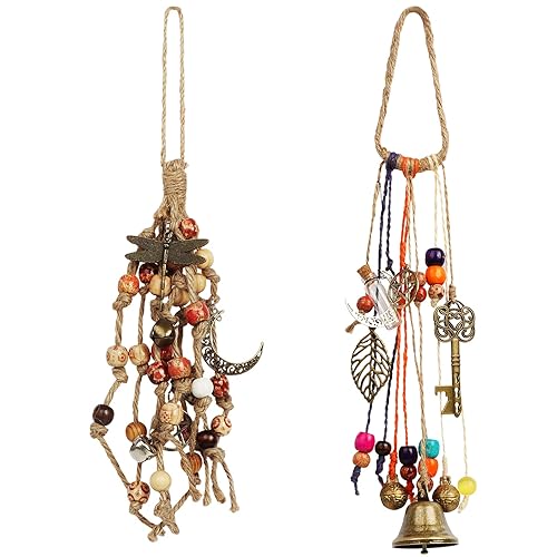 Witch Bells for Magic Home Protection, Handmade Wicca Decor for Door Knob, Witch Decor Clear Negative Energies and Attracts Positive, Wicca Supplies, Witch Stuff, Gifts for Witchy Women - 2Pack