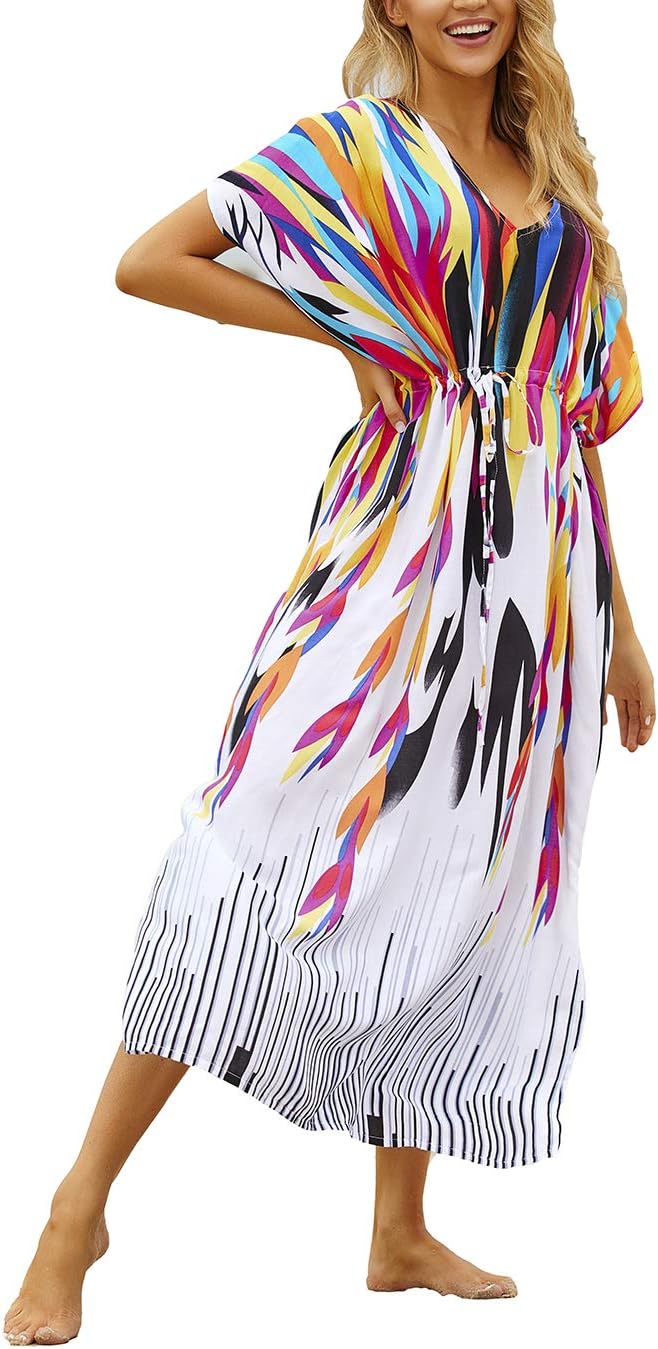 Eddoyee Loose Beach Kaftan Dresses for Women Caftan Swimsuit Cover Up