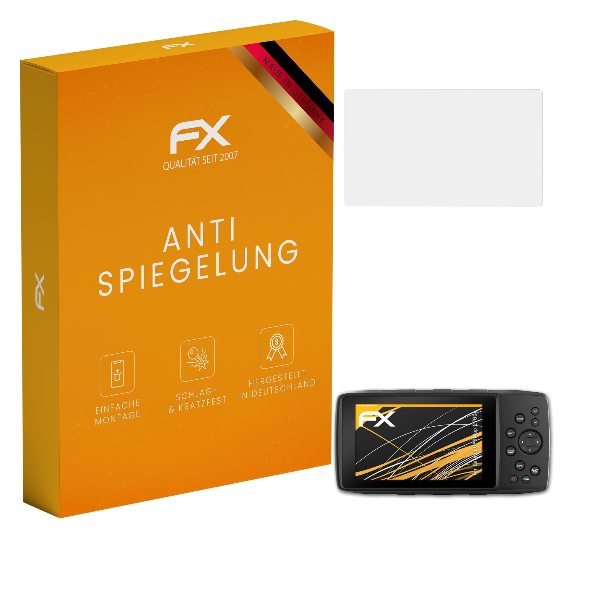 atFoliX Screen Protector compatible with Garmin GPSMap 276Cx Screen Protection Film, anti-reflective and shock-absorbing FX Protector Film (3X)