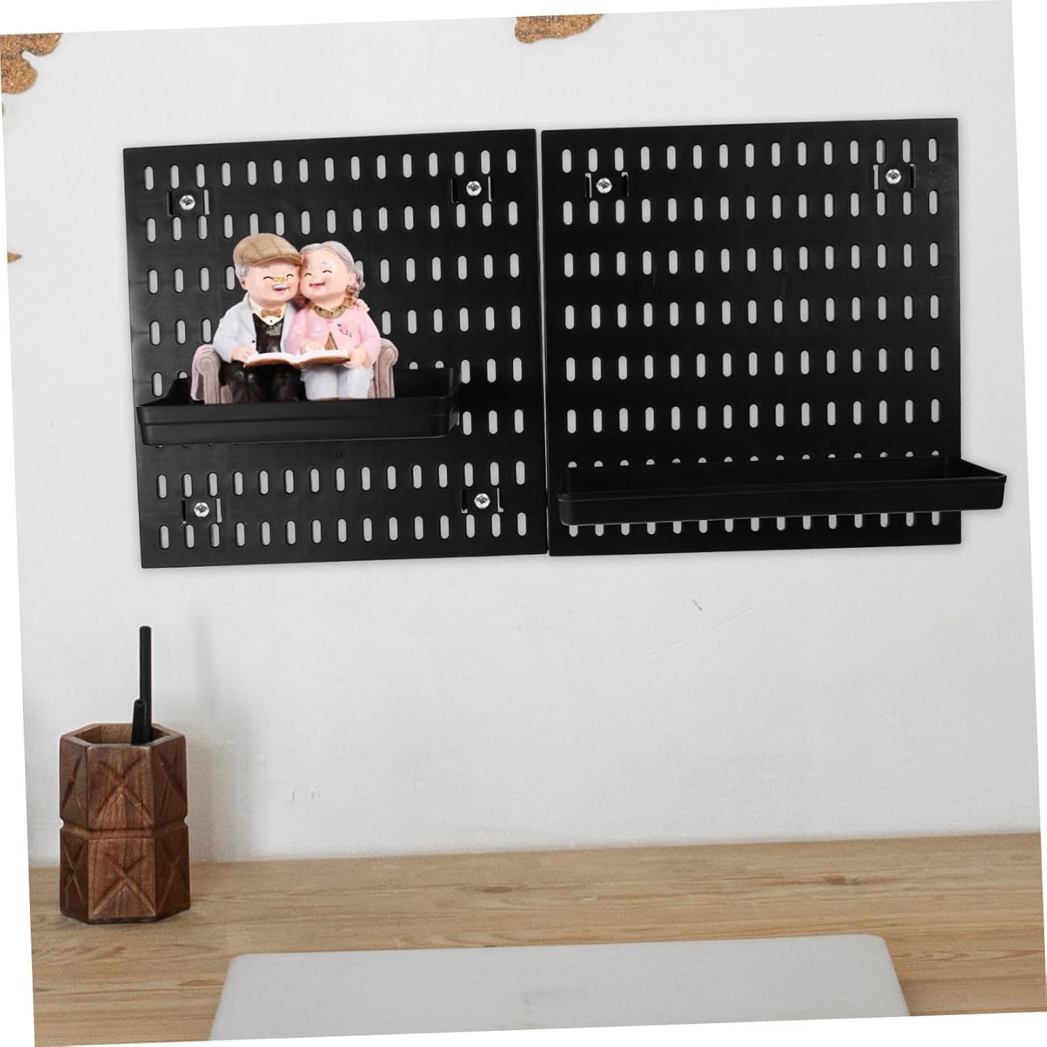 Unomor 1set Heavy Duty Pegboard Wall Organizer with Hooks Punch Installation for Kitchen and Garage Stylish Design for Enhanced Storage and Decoration