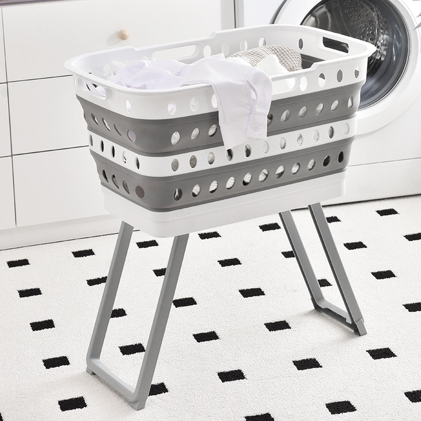 Cestos de Lavandería Cesto de Lavandería Multifuncional Plegable con Patas | Cesta para Ropa Sucia para Baño Universitario Dormitorio Guardería Ropa Interior Lavadero Armario Exterior