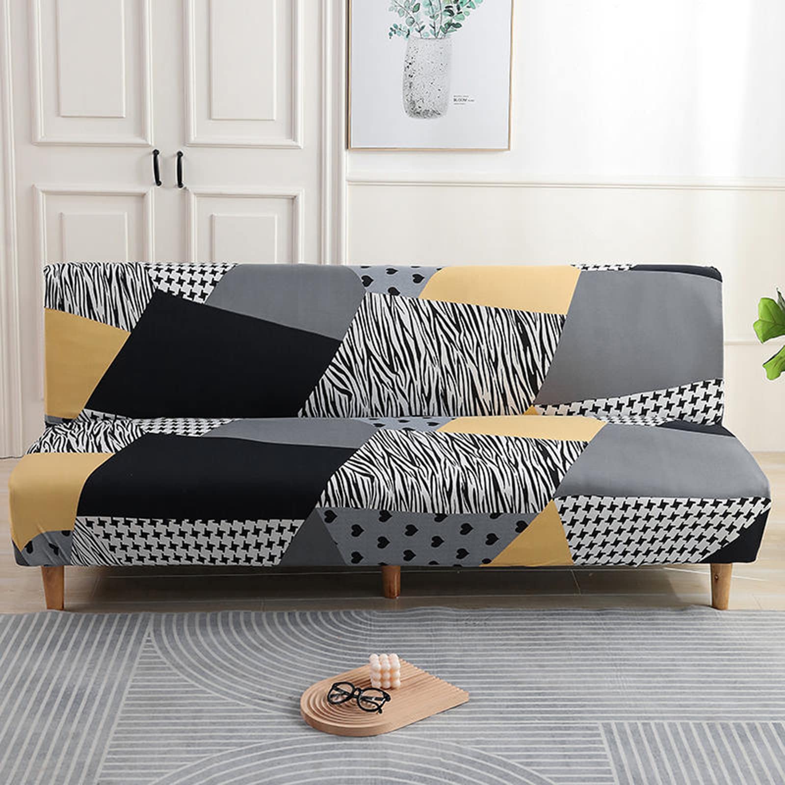 Housse extensible de futon ajustée avec base élastique intégrée