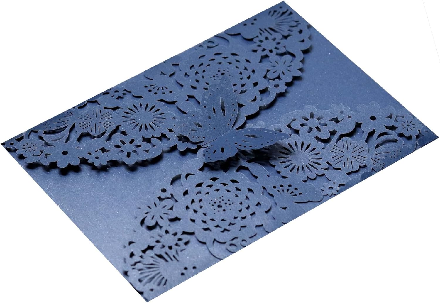 50PCS 3D Butterfly Flower Laser Cut Wedding Invitation Cards with Envelope Blank Inner Sheet Hollow Out Flower Shape Invitations for Wedding Quinceanera Birthday Shower Engagement Party 07