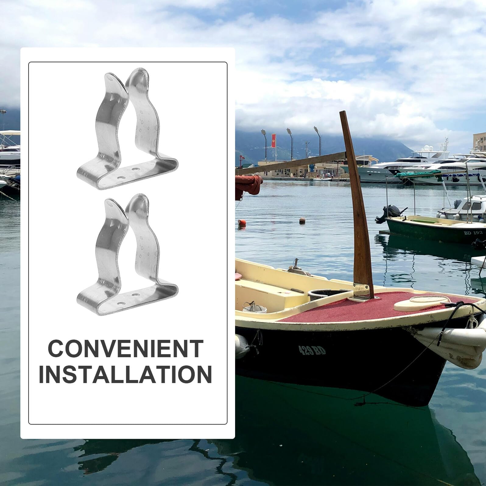 YARNOW 4 Stück Edelstahl Bootshaken Federklemmen Robuste Paddelbefestigung Wetterfeste Bootshakenhalter für Kajak Angelruten und Yachtzubehör