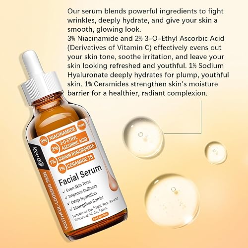 Miniatura 5 de DEBAIY Suero facial de vitamina C con niacinamida ceramida T5 multiefecto antienvejecimiento antiarrugas (4.06 fl.oz4.1 fl oz)