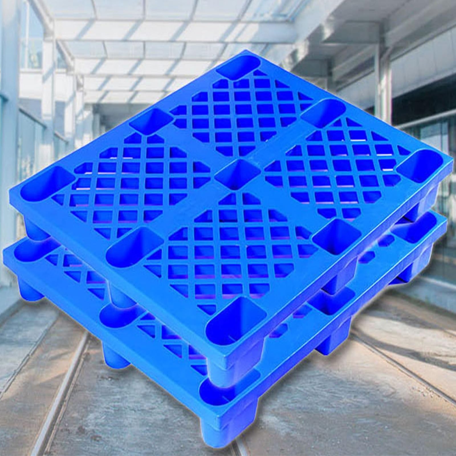Palette en polyéthylène, grilles d'expédition, Palette de Sol légère, Bords Lisses et épais, Rend Le Plateau Plus Robuste, Les palettes sont soigneusement empilées (Couleur : Bleu, Taille :