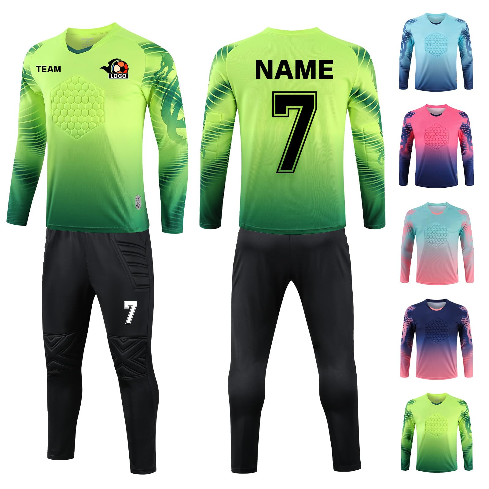 LAIFU Torwarttrikot Personalisieren für Erwachsene/Kinder Torwarttrikot Gepolstert mit Nummer Name Team