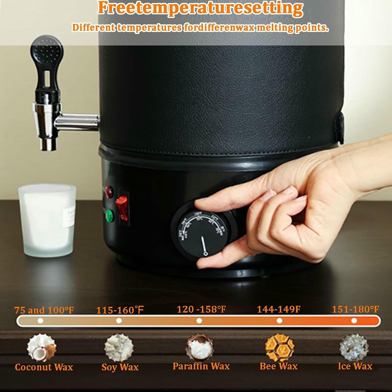 Fundidor De Cera para Hacer Velas, Olla para Fundir Cera, MáQuina Grande para Hacer Velas Comerciales con Pico Vertedor Y Control De Temperatura para Negocios Y Hogares,10L