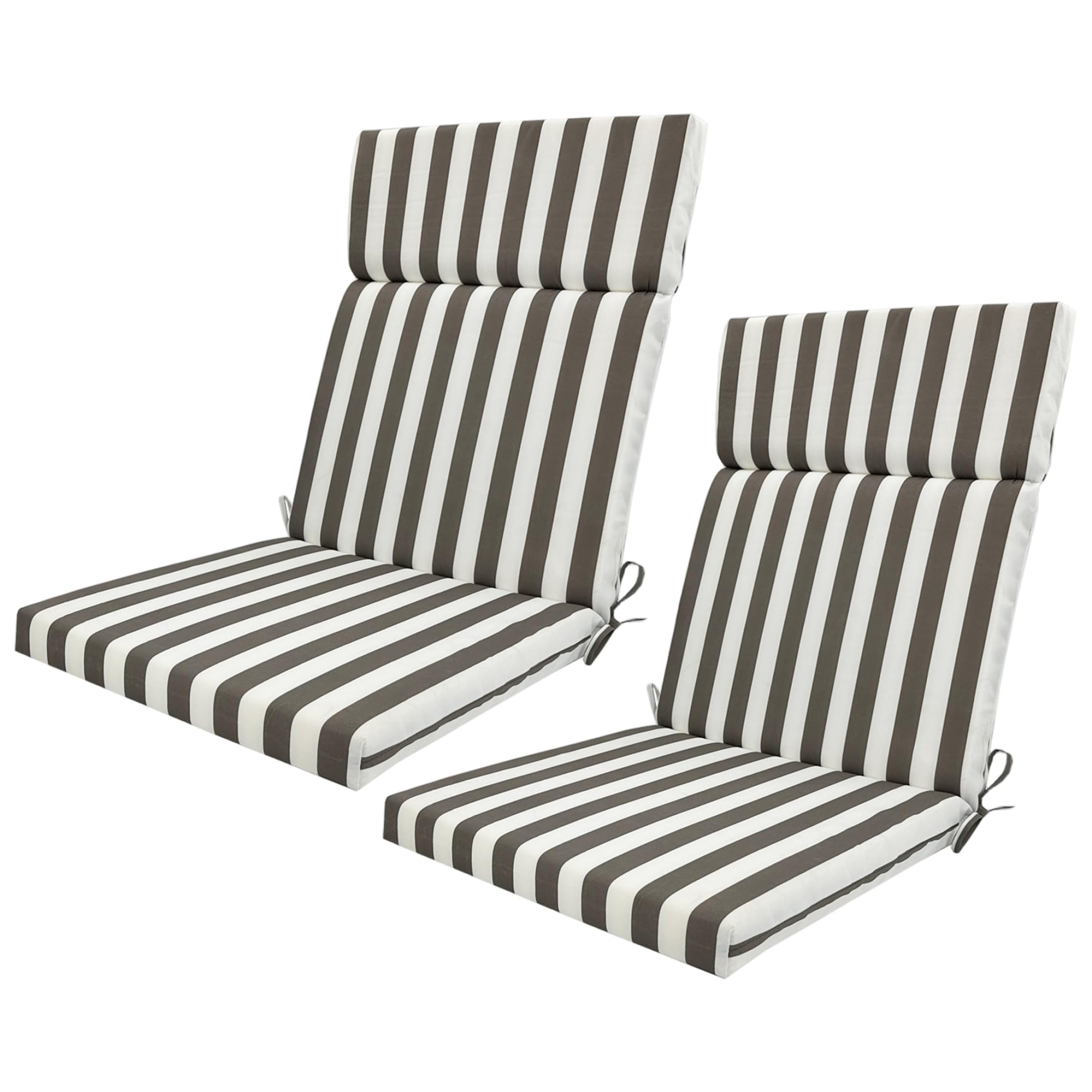 Coussins de chaise jardin lot de 2 avec dossier haut rayé hydrofuge de 45cm