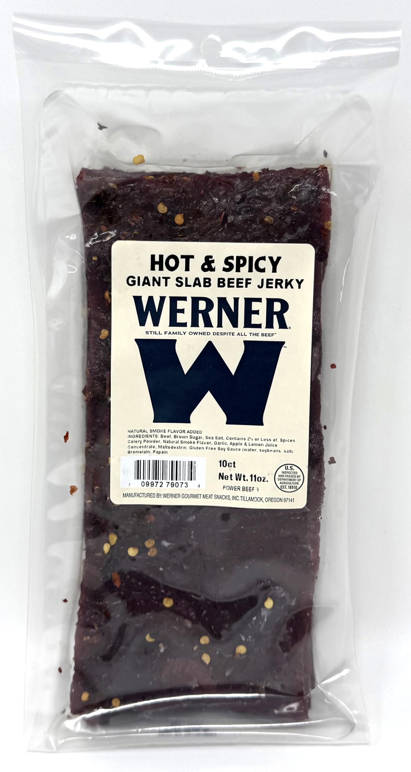 Werner Beef Jerky Slab 10 Count – Giant Jerky Slab, Jerky Sheets Thinly Sliced Beef Jerky Bulk Pack (Hot & Spicy)