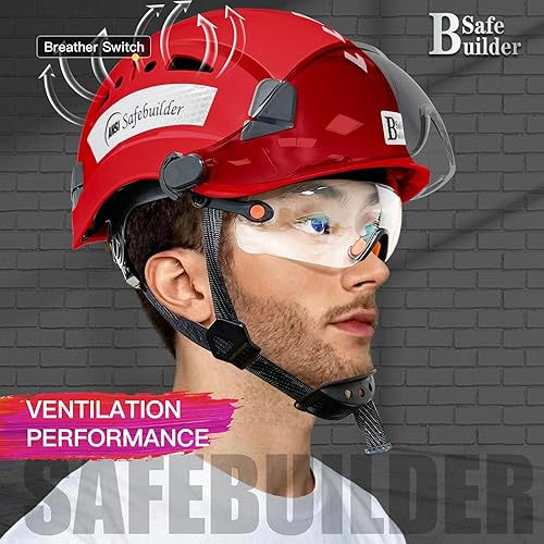 Vista 19 de Casco de seguridad industrial con visera ABS casco duro con visera ajustable Ventilación Hardhats construcción cabeza protección ANSI Z89.1 Casco