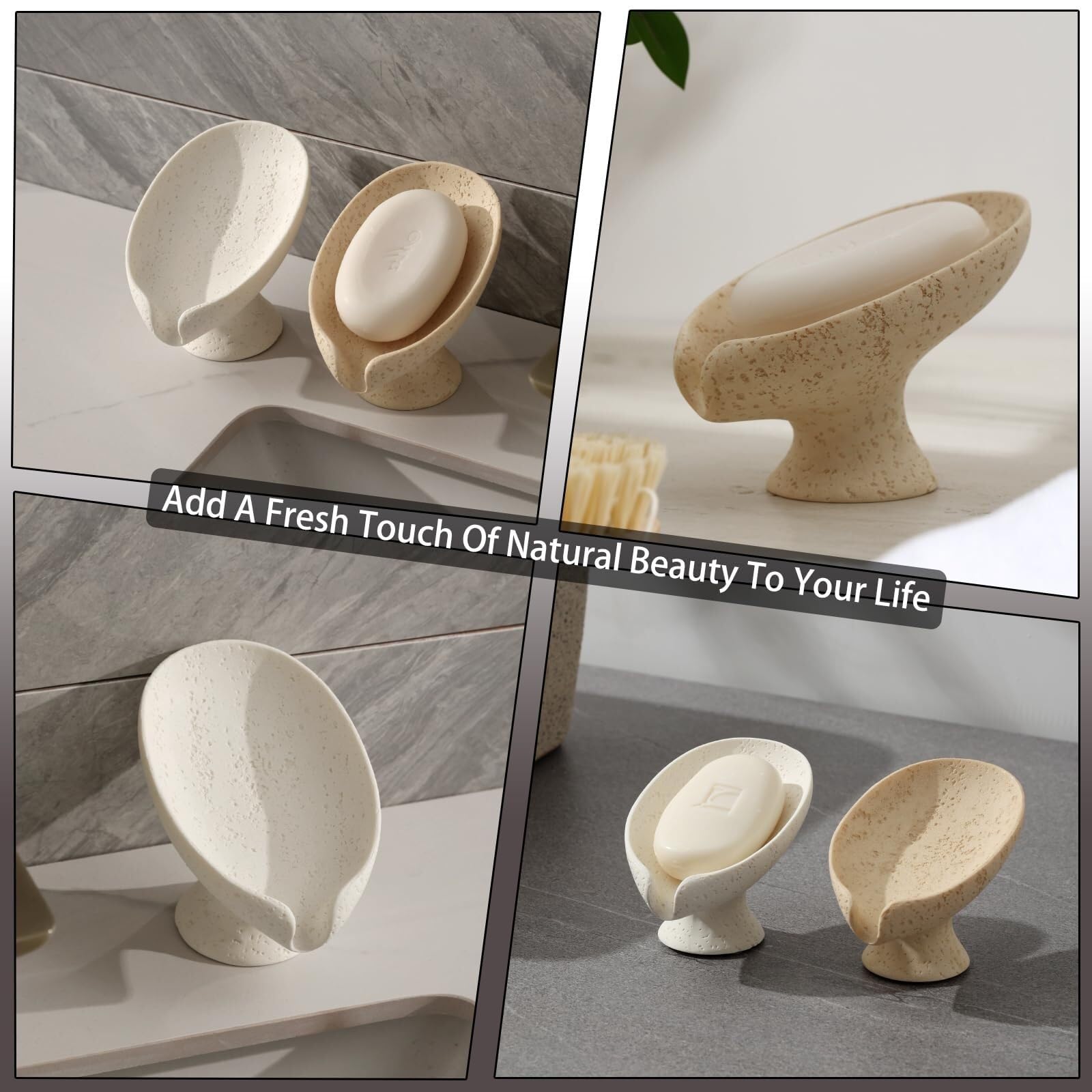 Jaboneras de baño 2 jaboneras autodrenantes con Forma de Hoja for Ducha y Lavabo baño Decoración estética para el baño(Yellow)