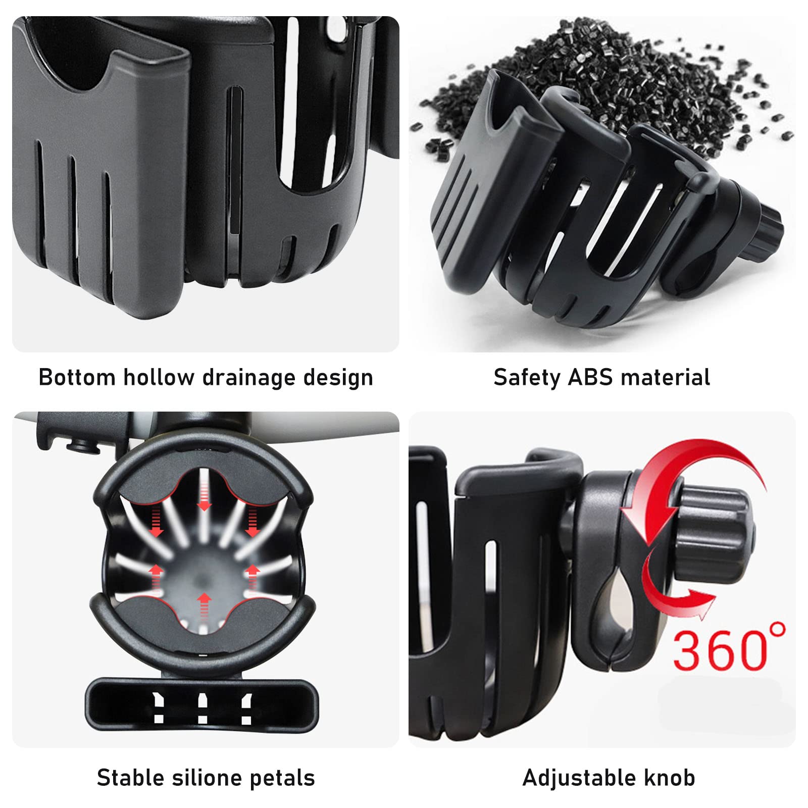 Portabicchieri Universale Per Passeggino Vihir - Regolabile, Girevole 360°, Per Biciclette, Monopattini E Sedie A Rotelle - Foto 11