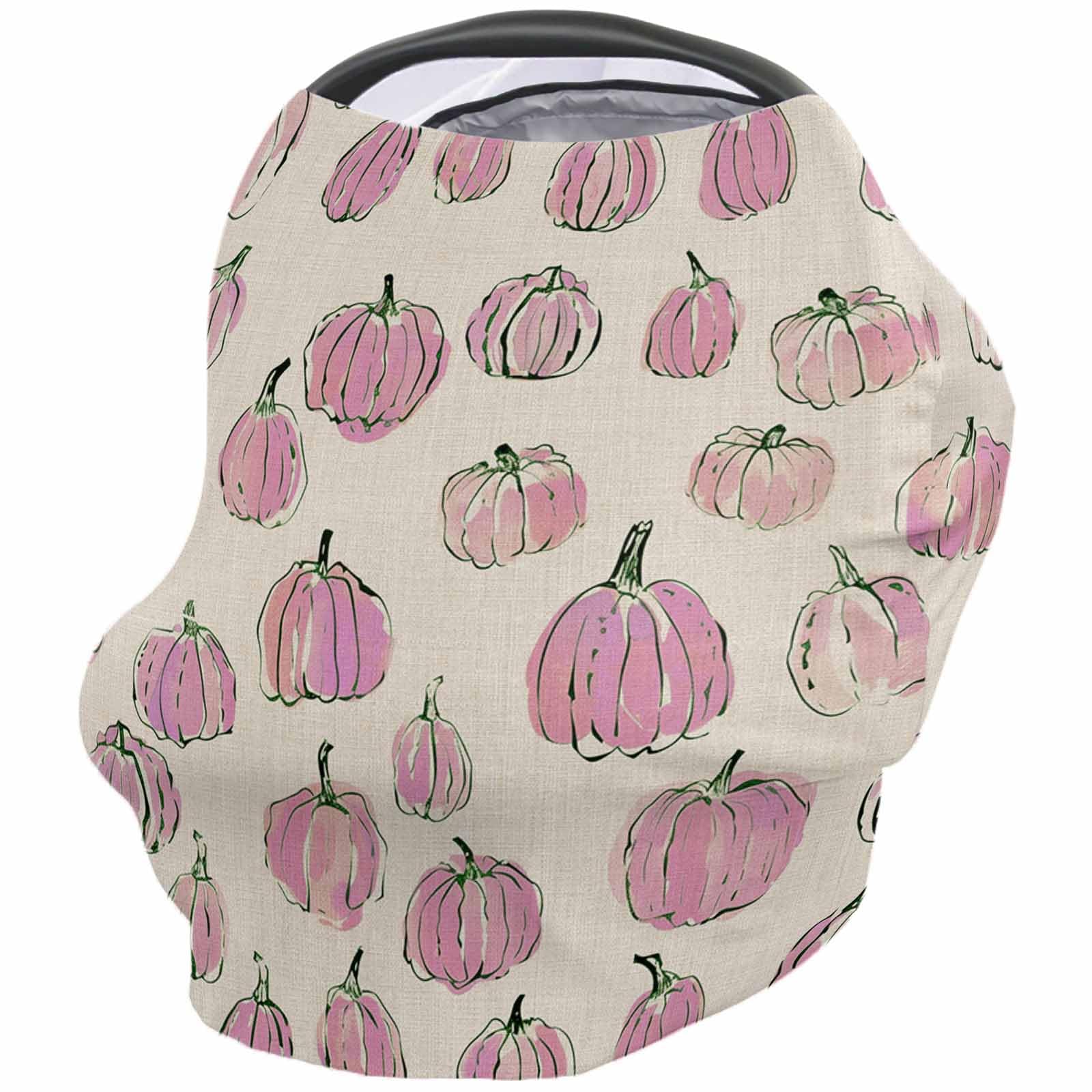 Nursing Cover for Breastfeeding Scarf, Fall Pumpkin Hand Painted Pink Ombre Baby Car Covers Super Soft Multi Use for Canopy Shopping Cart Cover Blanket Stroller Cover