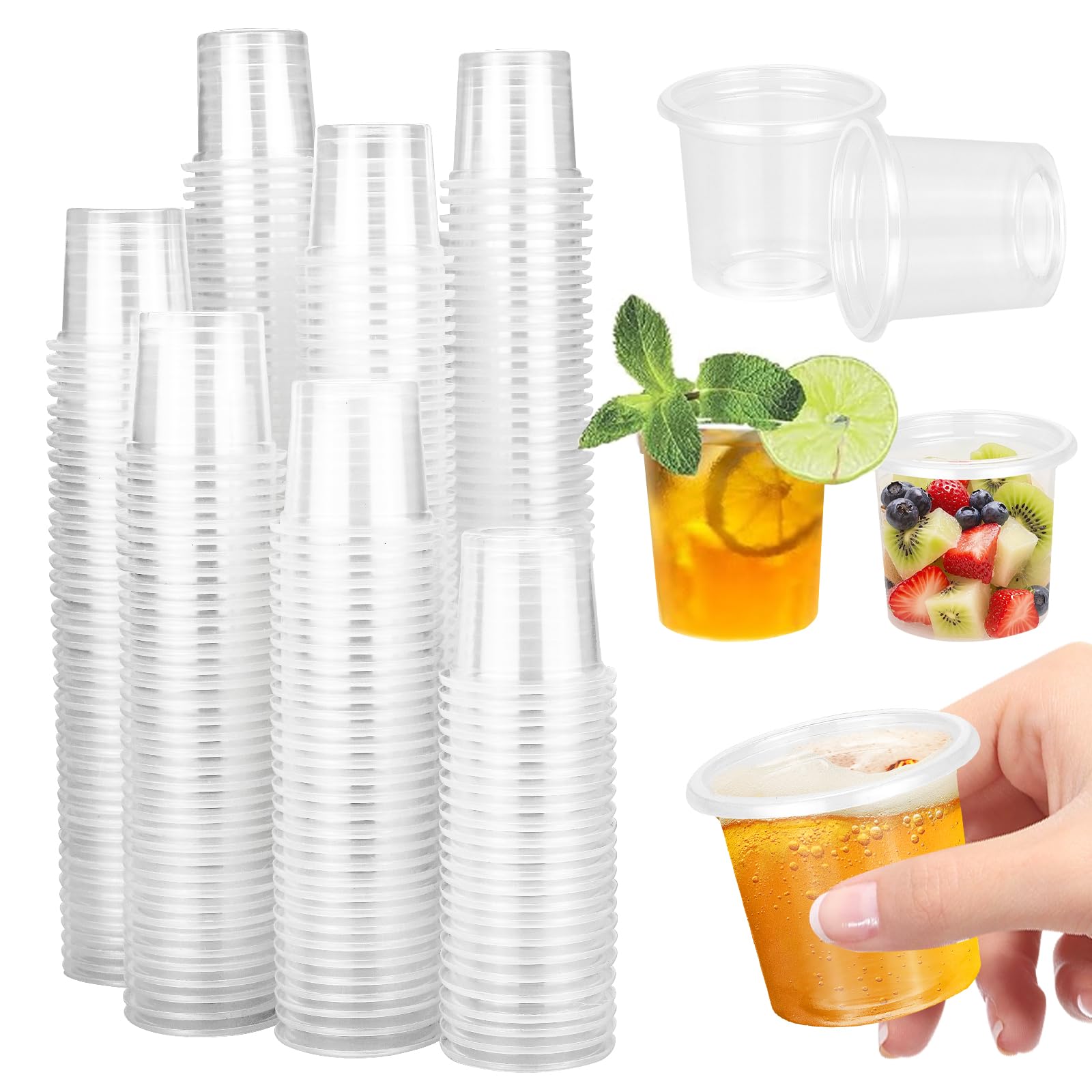 300 sztuk plastikowych kieliszków do wódki, 20 ml, plastikowe kubki wielokrotnego użytku, do degustacji, na imprezy i bankiety