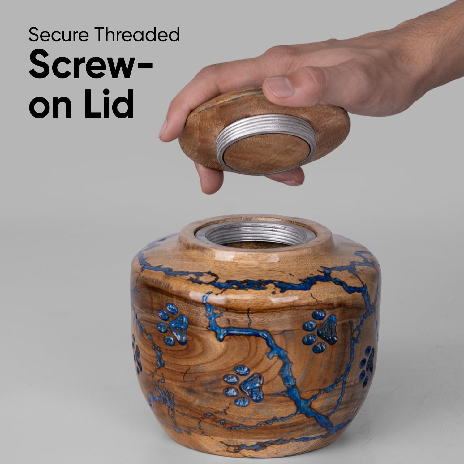 Wood Pet Urns for Dog/Cat Ashes - Large 54 Cu/in Resin Decorative Urn for Ashes for Dog, Urns for Cats - Pet Memorial Remembrance Box - Blue, Large - Image 4