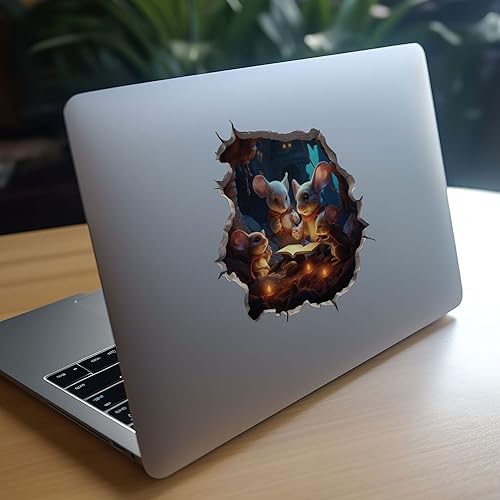 Miniatura 8 de Adhesivo de pared 3D con diseño de familia de ratón con agujero de ratón