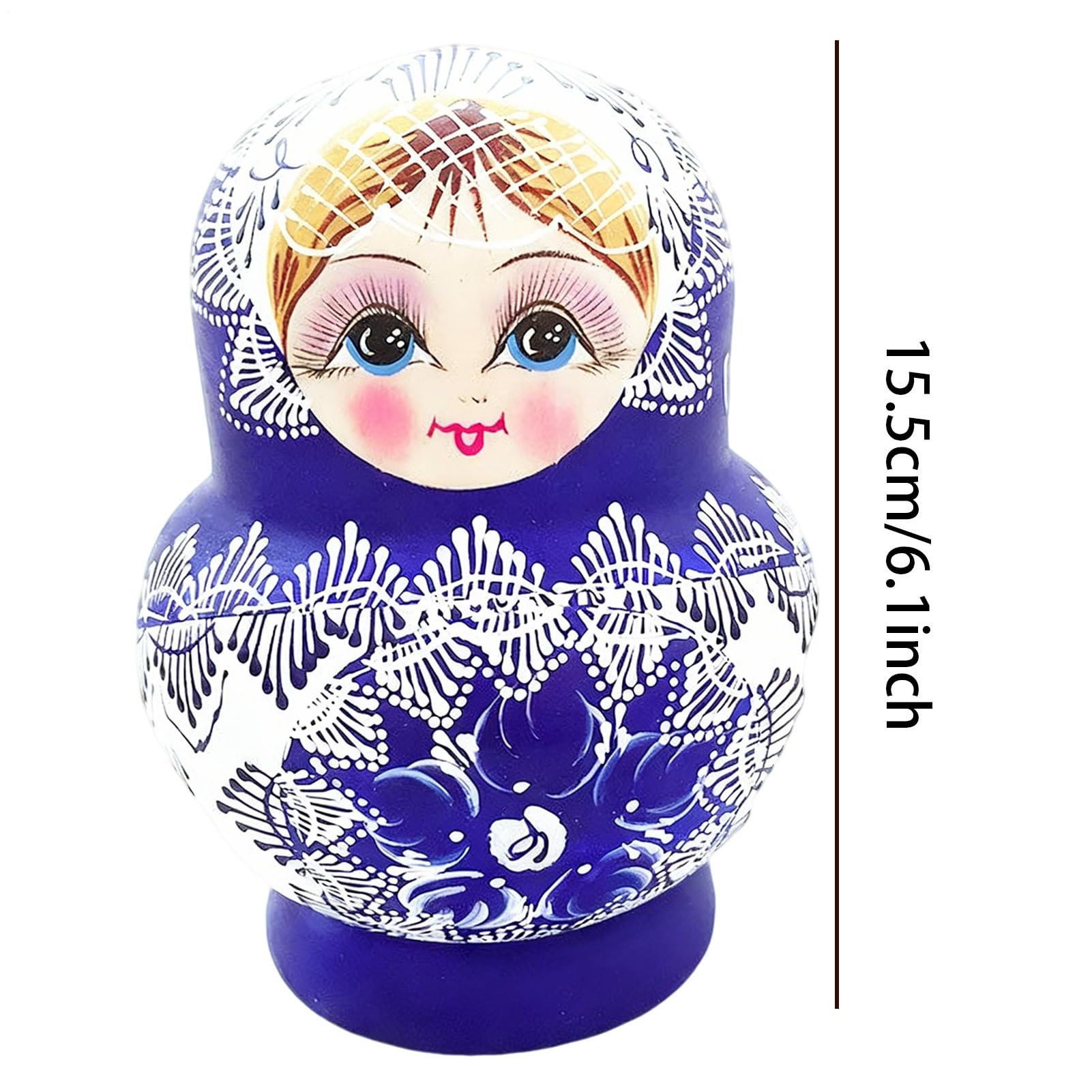Muñecas Rusas para Adultos - 10 Piezas Madera Azul Y Porcelana Decoración De Escritorio | Muñecas Apilables Tradicionales | Para Niños, Adolescentes, Adultos, Coleccionistas, Cumpleaños, Fiestas,