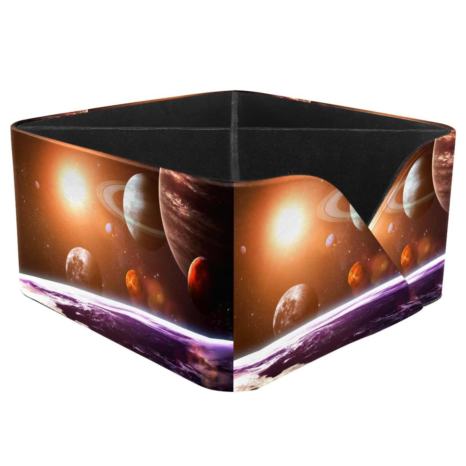 KengjuTesu Solar System Planets Desktop Organizer Pen Holder, Rectangular Pencil Cup for Office, Study and Makeup Stations