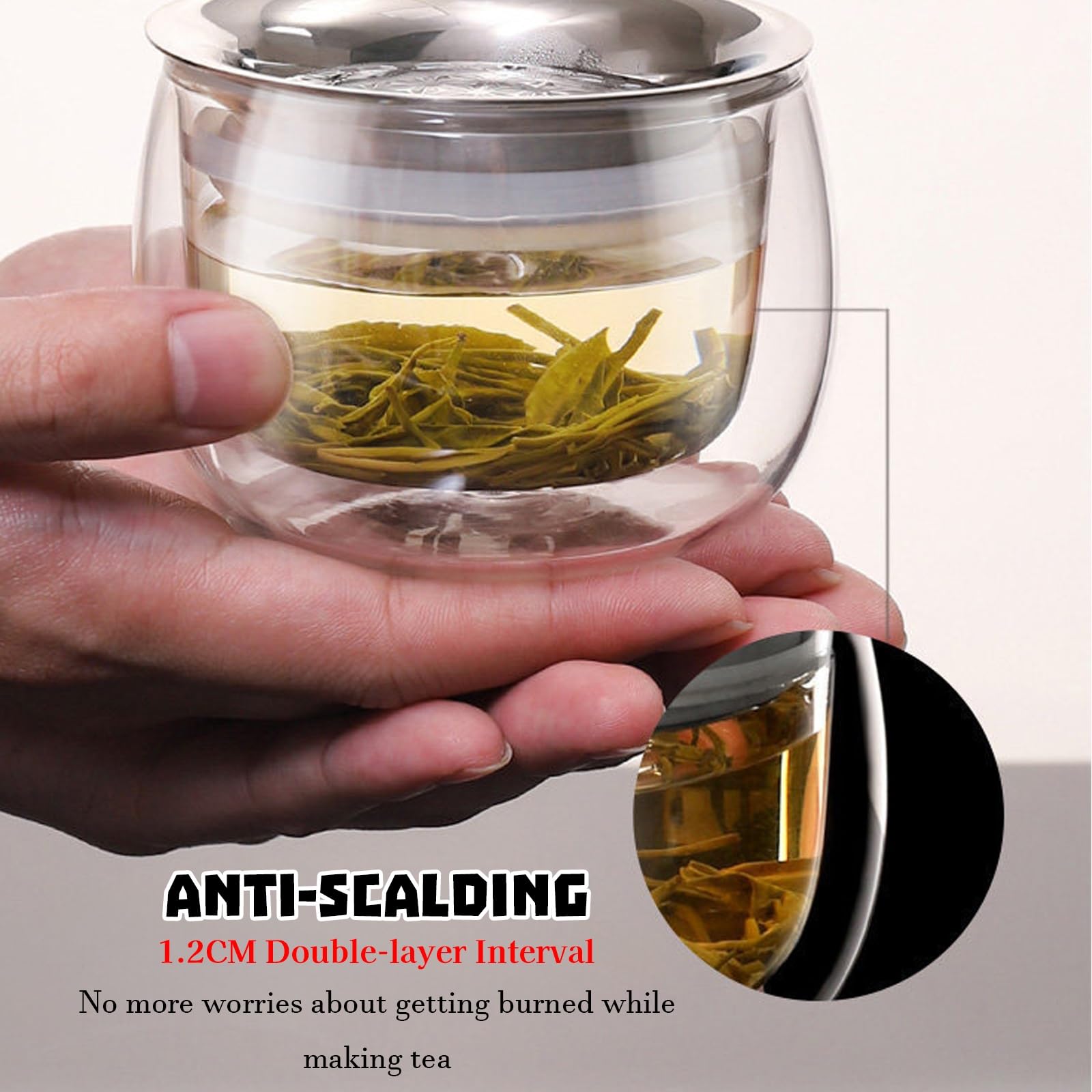 Taza Te Con Filtro Y Tapa,tazas De Te Con Filtro Y Tapa For Un Excelente De Preparación De Hojas Sueltas, Equipado Con De Acero Inoxidable, Capacidad De 400 Ml