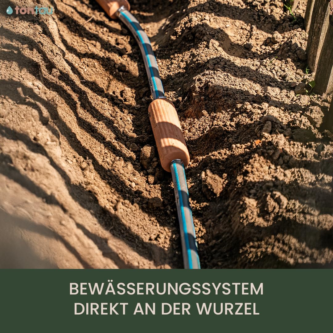 Bewässerungssystem Garten | Ollas Bewässerung aus Ton | Wurzelbewässerung Pflanzen | Wassersparende Tonkegel Bewässerung | Urlaubsbewässerung | Beet Hochbeet Gewächshaus (tontau TWO, 10er Set)