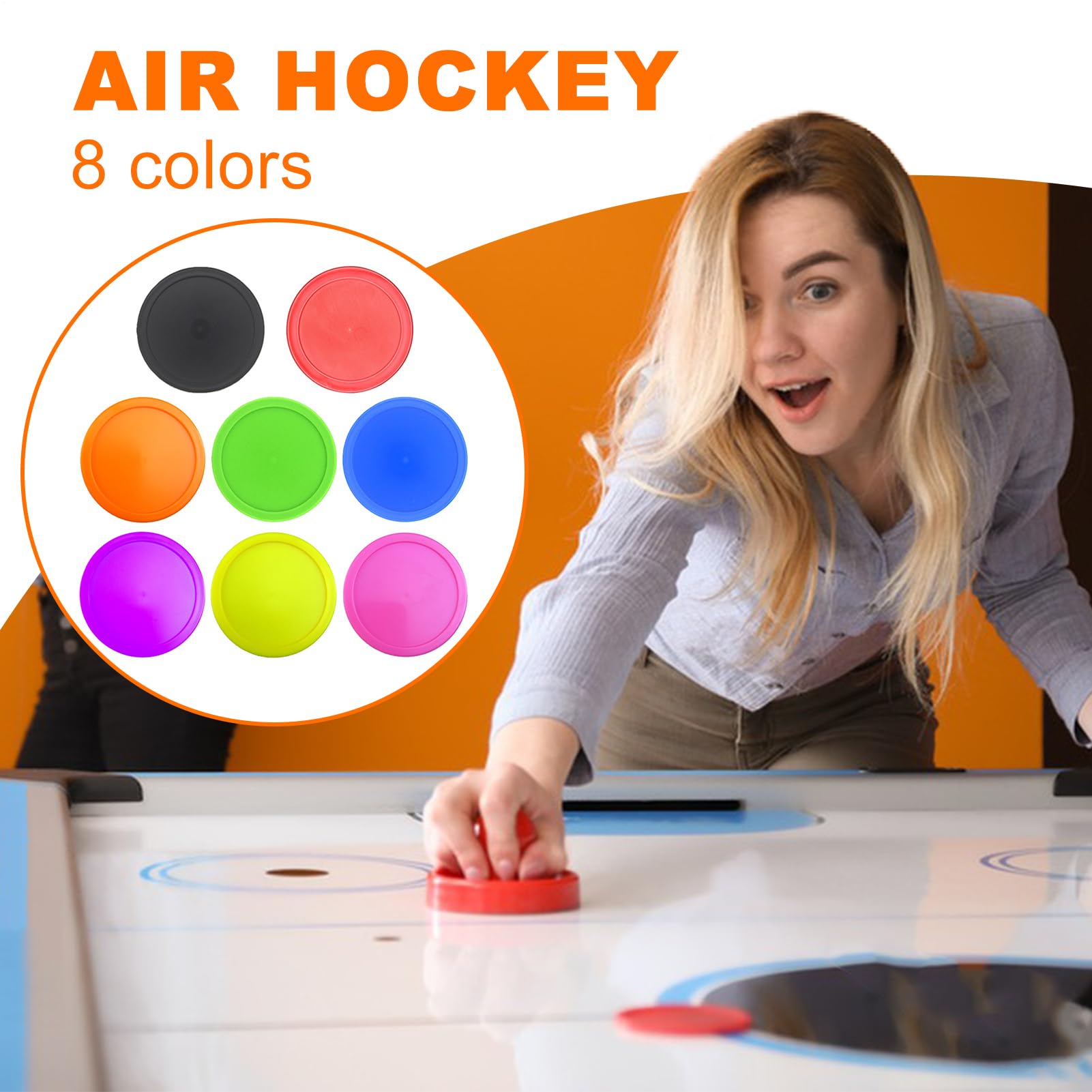 Lot de 8 palets de hockey sur glace multicolores pour jeux de table | Accessoires de rechange lumineux, légers, , flexibles, lisses pour et adultes, divertissement à domicile, sports