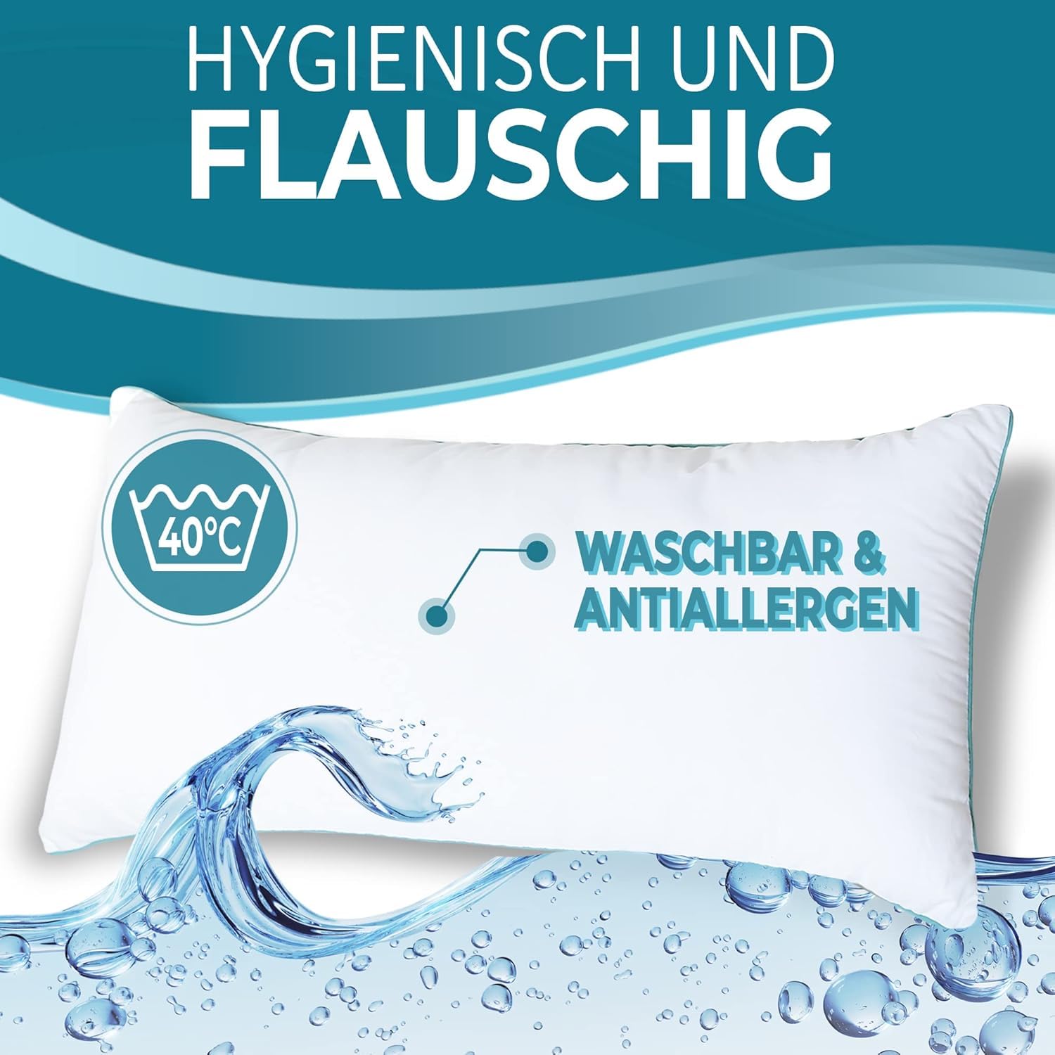 KNERST Kopfkissen 40x80 cm Made in Germany Öko-Tex ergonomisches Schlafkissen