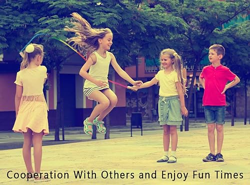 Miniatura 2 de Cuerda de saltar de 16 pies de largo para niños, paquete de 2 cuerdas de saltar holandesas dobles ajustables con mango de madera, cuerda de salto