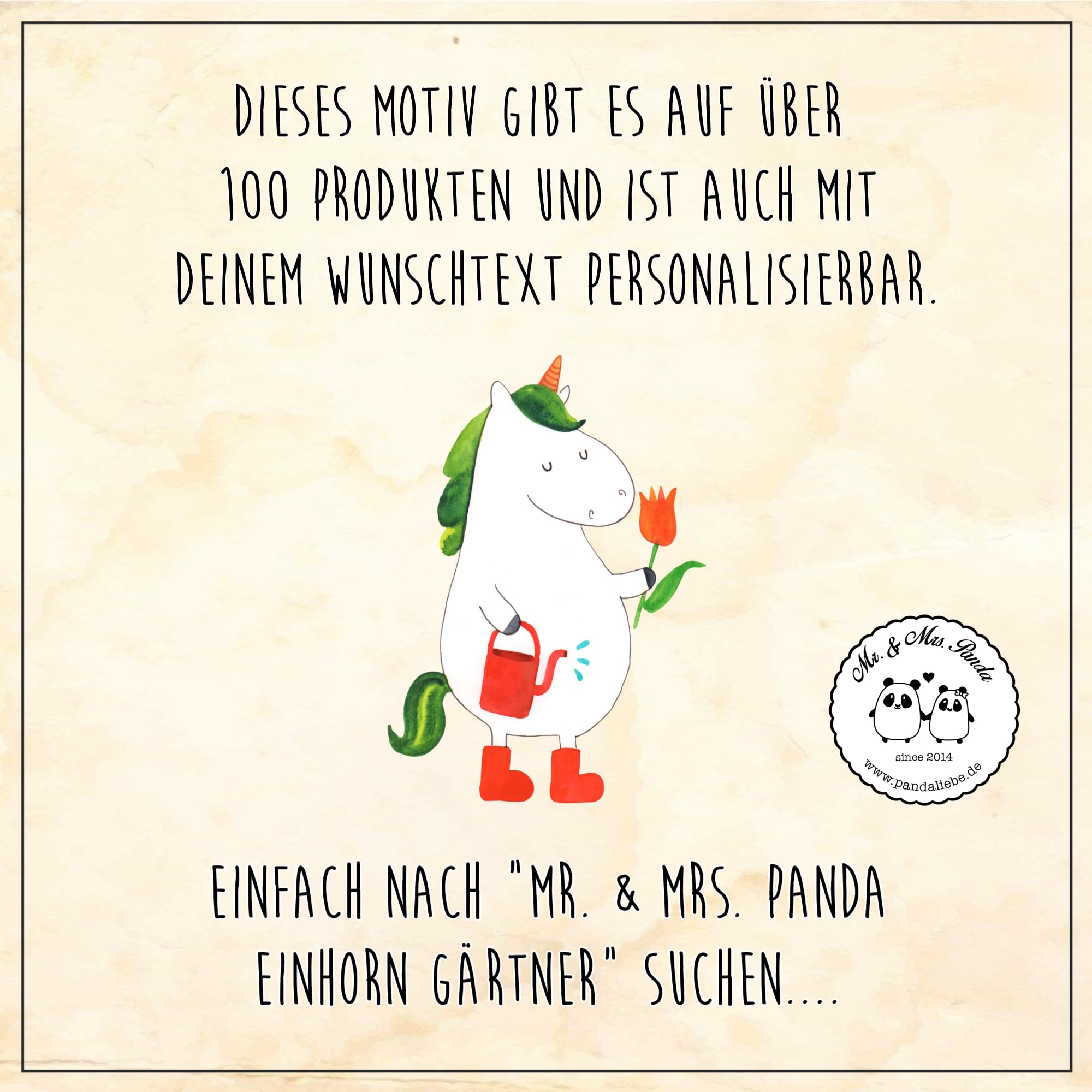Mr. & Mrs. Panda Fussmatte mit Namen Einhorn Gärtner 40 x 60 cm - Personalisierte Geschenke, Garten, Stiefel, personalisiert, Einhörner, Fußabtreter, Blume, Freundin, Fußmatte personalisierbar
