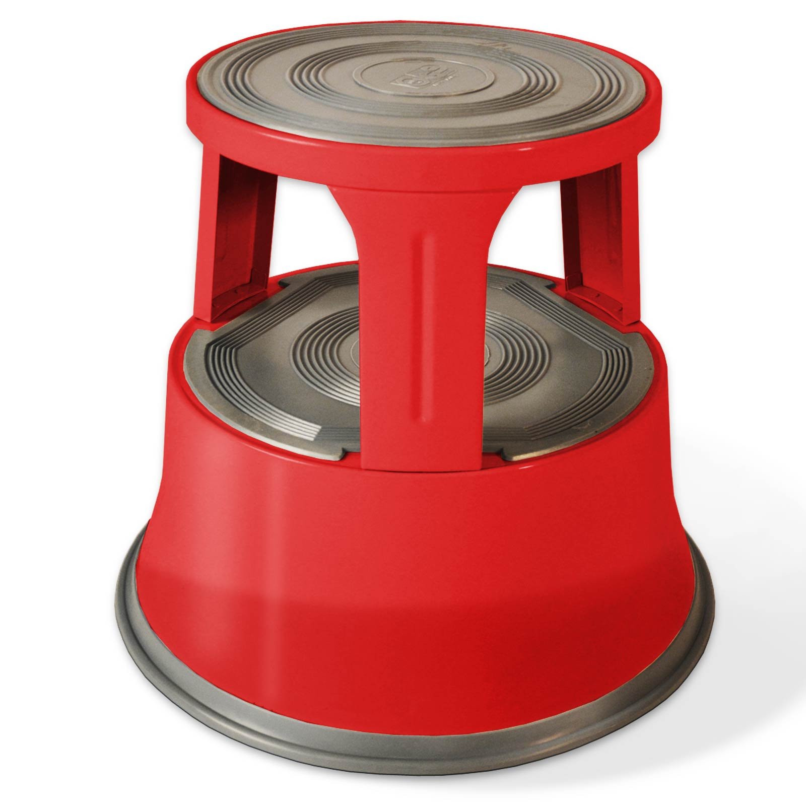 OfficeMarshal Rolling Stool Elephant Base Steel Red