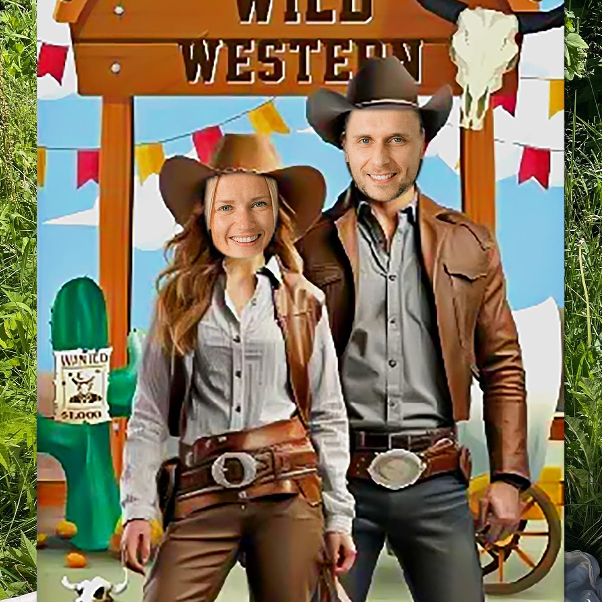 Thyonta Cowboy Party Photo Decoration Banner Western-Themed Game Face Cutout Banner Fun Outdoor Photo Prop Parties Reusable Stylish On-Theme for Cowboy Events - Image 4