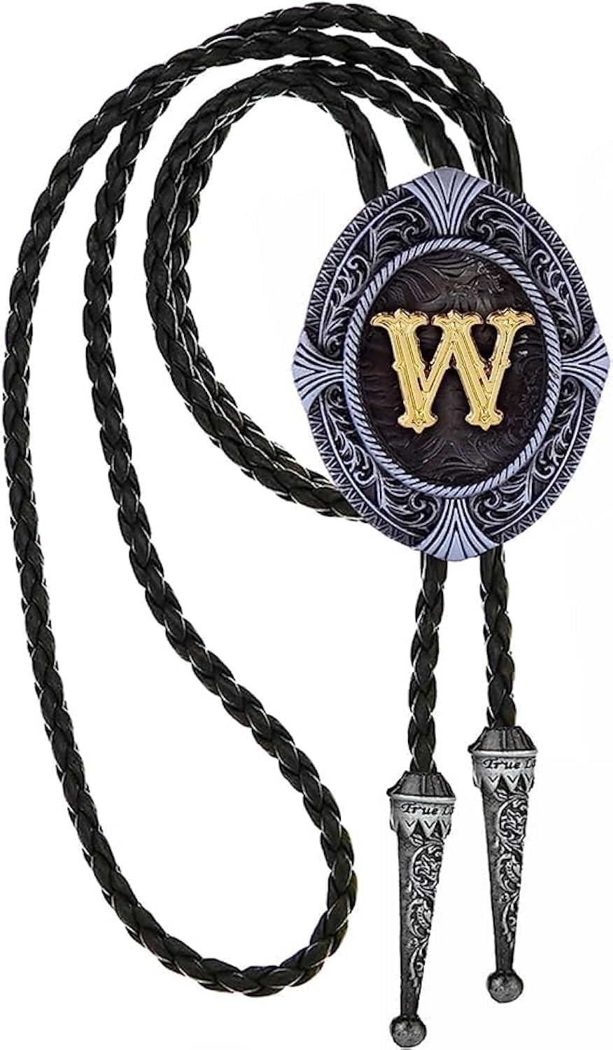 Btilasif Bolo Tie, Black/Brown Cowboy Tie Genuine Leather Necktie Western Necklace for Women, (with A-Z)