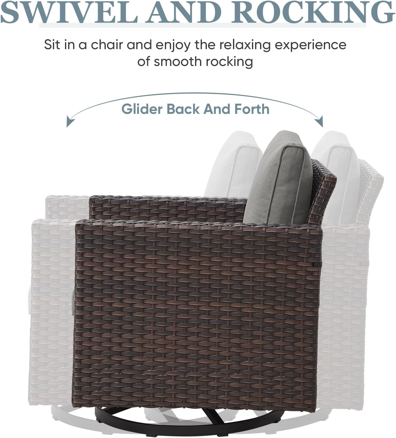 Outdoor Swivel Rocker Patio Chair-All-Weather Rattan Wicker Outdoor Swivel Chair Patio Chairs for Deck Porch Garden Balcony-Brown/Grey