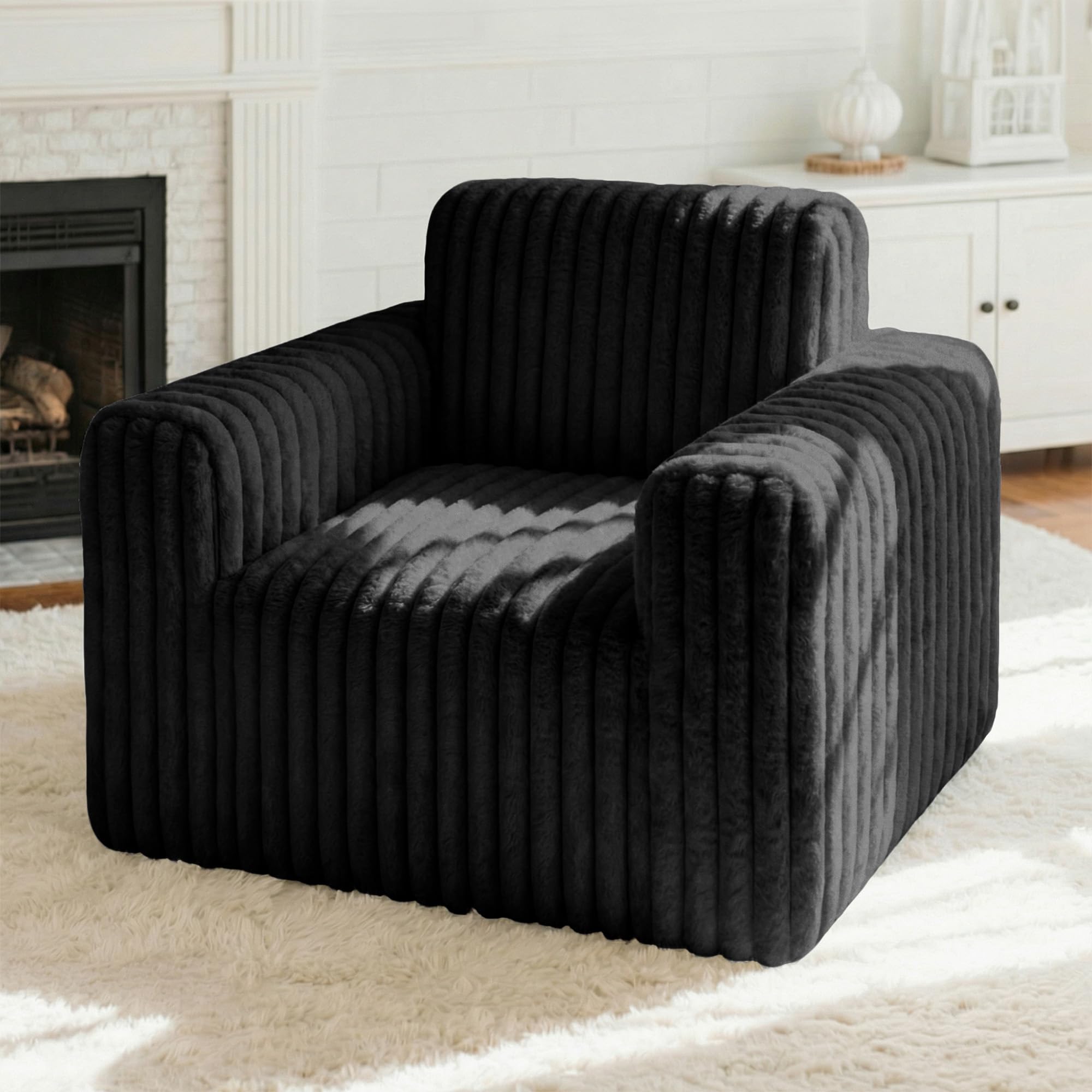 lilanoon Giant Bean Bag Chair for Adults, Non-Slip Floor Sofa with High Backrest & Wider Armrest, Upgrade Whole Sponge Bean Bag Sofa Couch for Bedroom