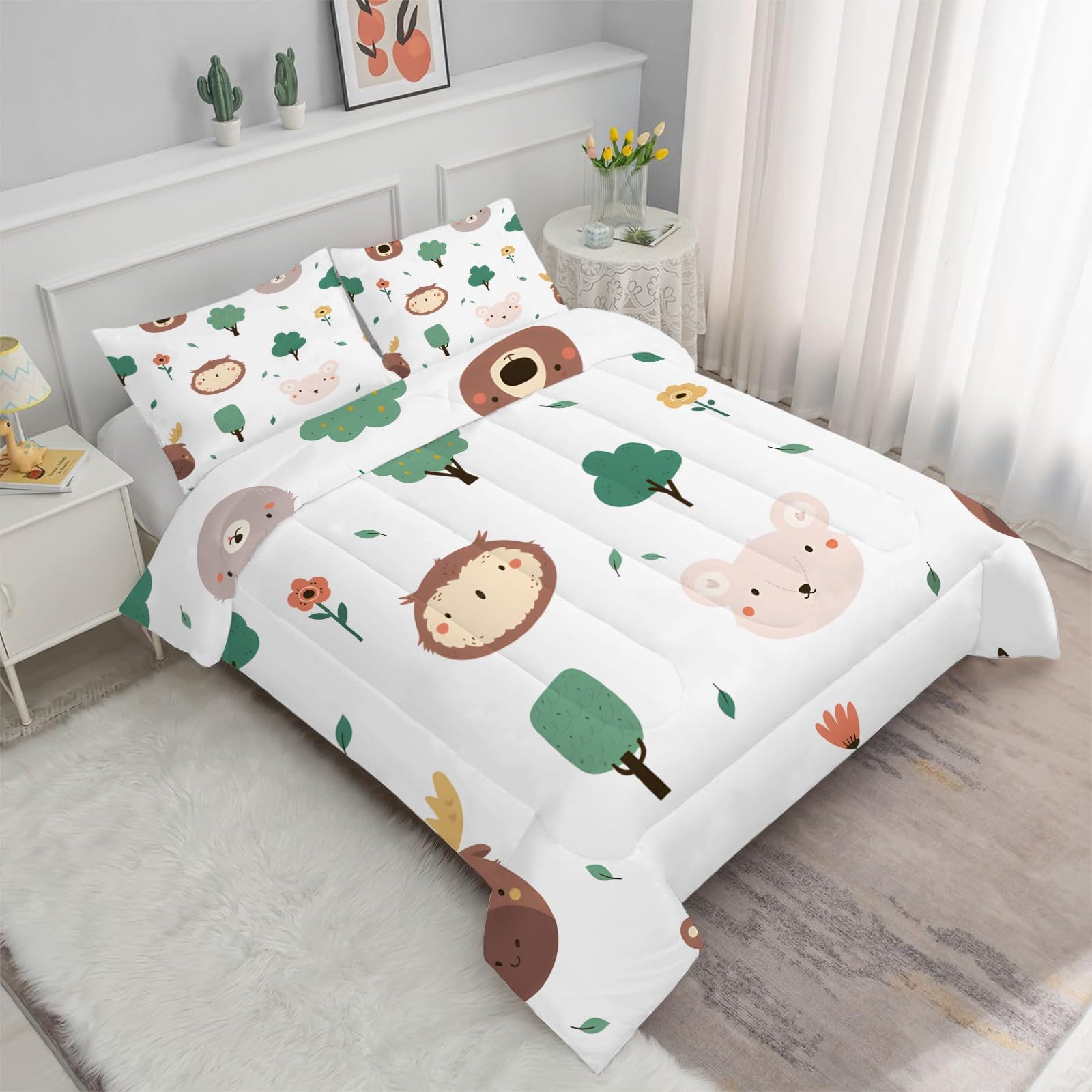 Kołdra 220x240 4 pory roku biały las kołdra 2 osoby 220x240, kołdra z nadrukiem 220x240 Kołdra bez poszwy można prać w pralce, 1 dwustronna kołdra i 2 poszewki na poduszki BC345