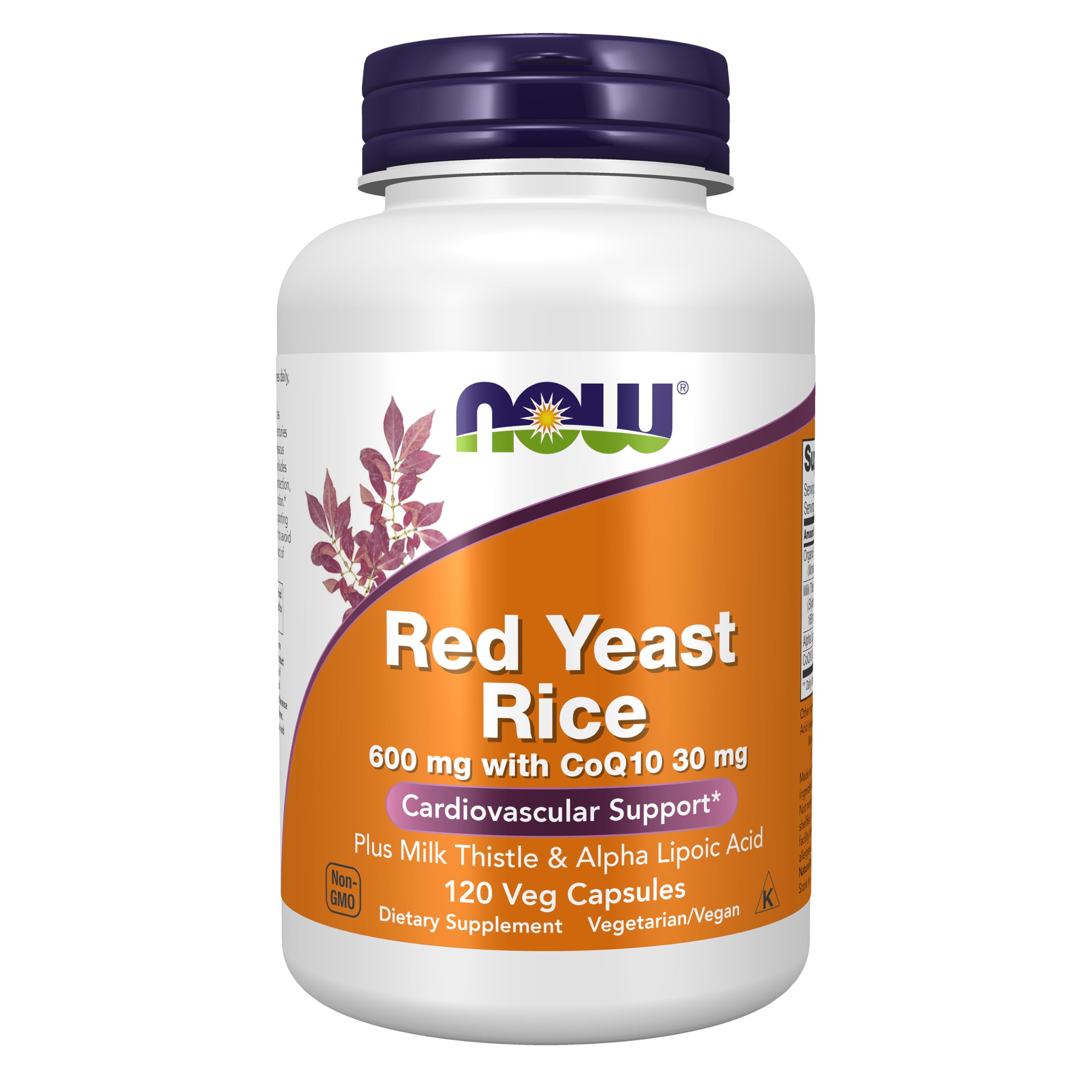 NOW Supplements, Red Yeast Rice with CoQ10, Milk Thistle, ALA, 120 Veg Caps 120 Count (Pack of 1)