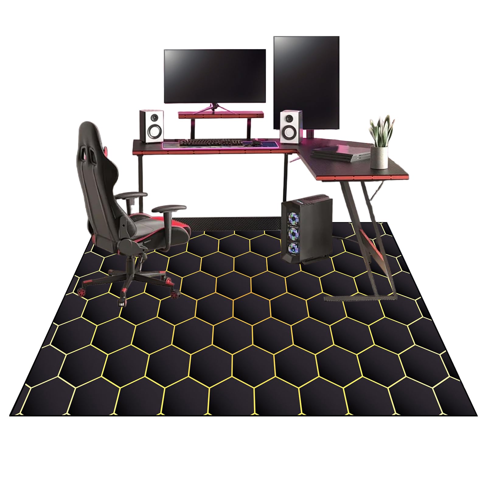 Tapis Fauteuil Gaming Tapis Chaise de Bureau Gaming Antidérapant pour Moquette, Tapis de Sol Bureau pour Sols Durs, Protège-Sol pour Chaise à roulettes, Tapis de Protection en carrelage 120 x 140 cm