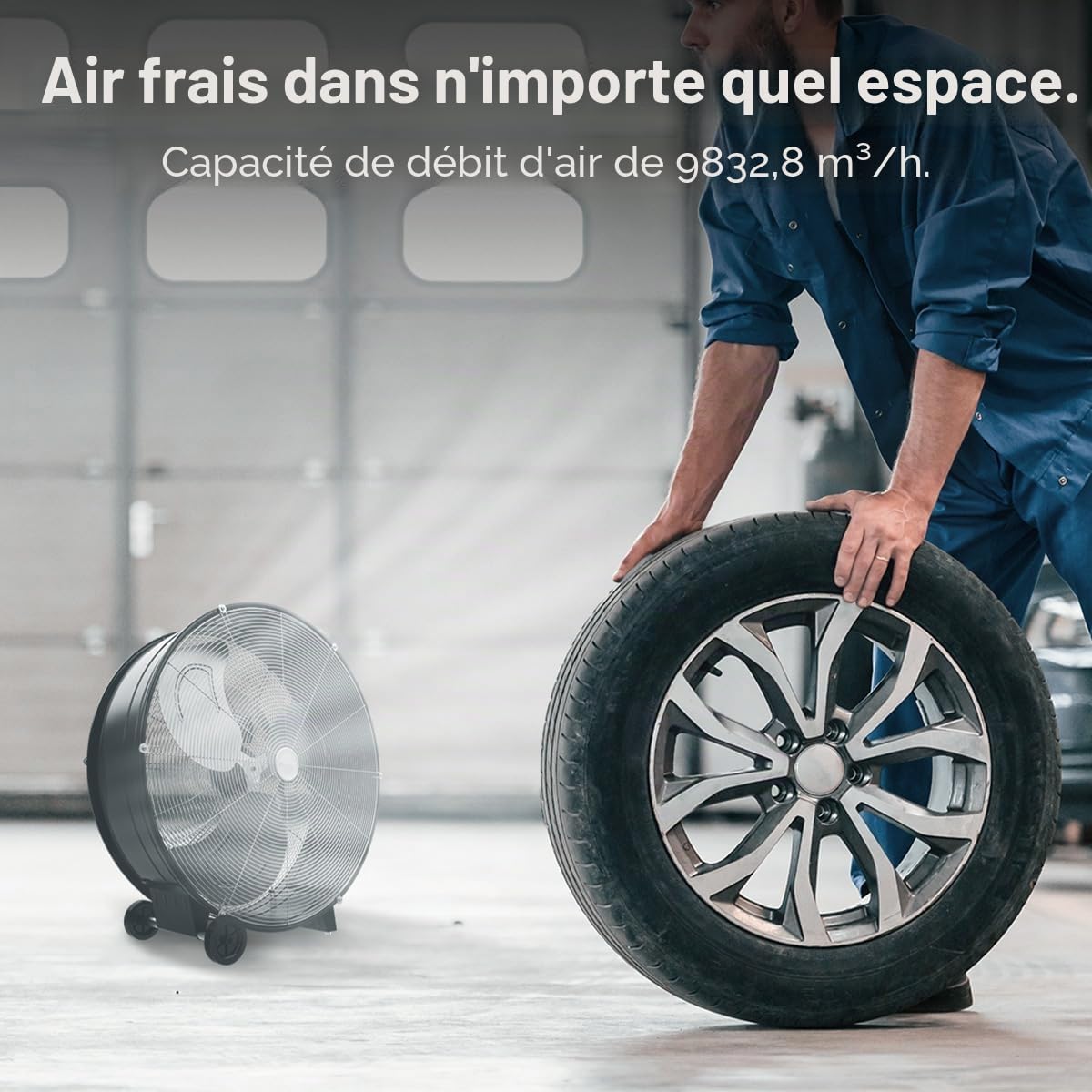 Cecotec Ventilateur de Sol Industriel Proindustry 2400, 180W, Diamètre 60 cm, 3 Vitesses, Pales en Aluminium, Débit d'Air 9832,8 m³/h, Design Transportable, Grille de Protection, Facile à Utiliser