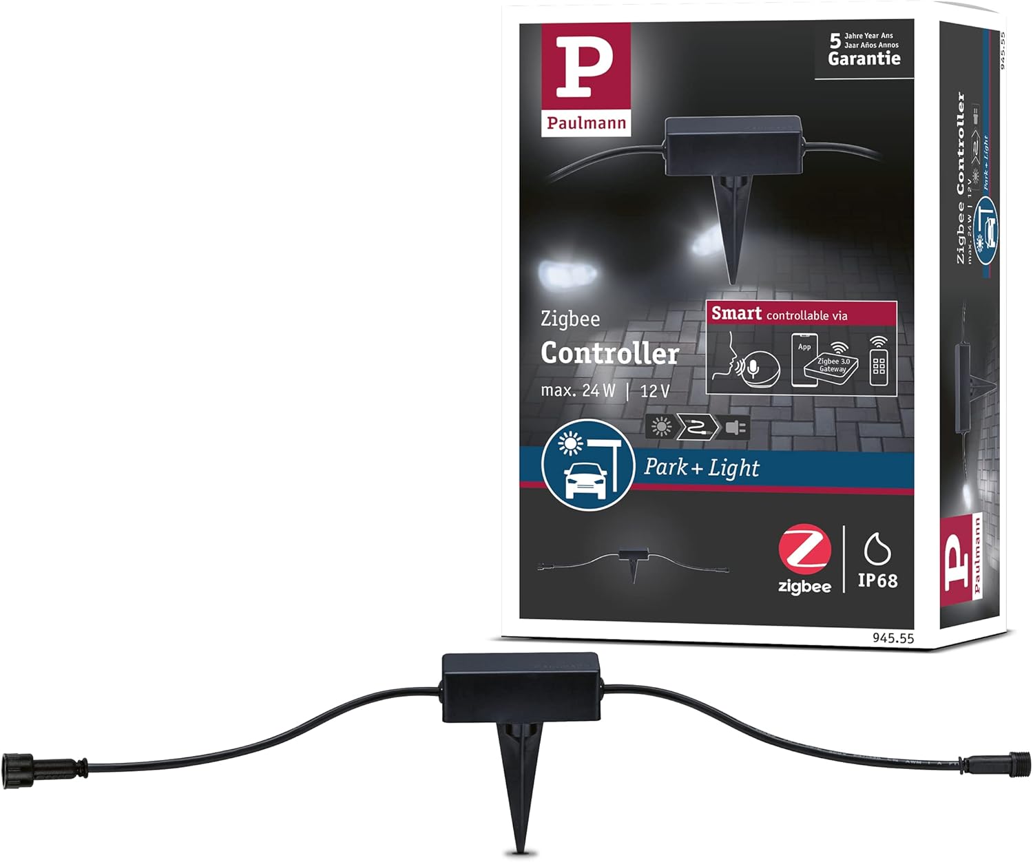 Paulmann 94555 Park + Mild Outside Mild Controller Sensible Dwelling Zigbee IP67 Most 24 W Zigbee Module Black Equipment Plastic Lighting System