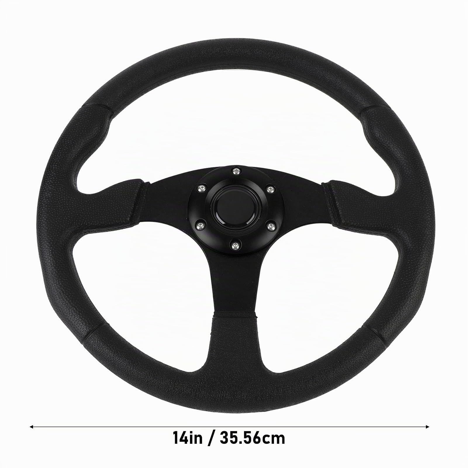 Volante Sportivo Universale 14 Pollici in Pelle PU con Cornice in Alluminio, 6 Fori, Nero, per Auto Racing