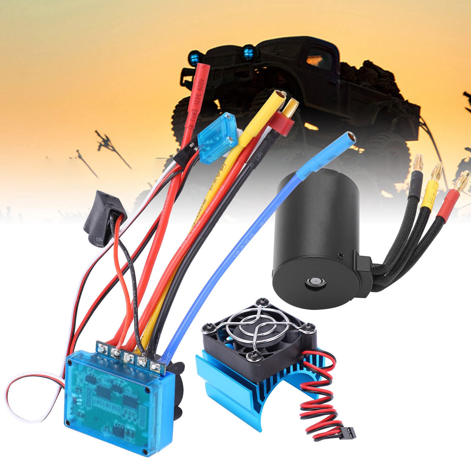 Zestaw Silnika Bezszczotkowego RC 2300KV, Regulator 80A ESC, do Modeli RC | Wodoodporna konstrukcja, wysokiej jakości aluminium, odpowiednia do samochodu RC w skali 1/10