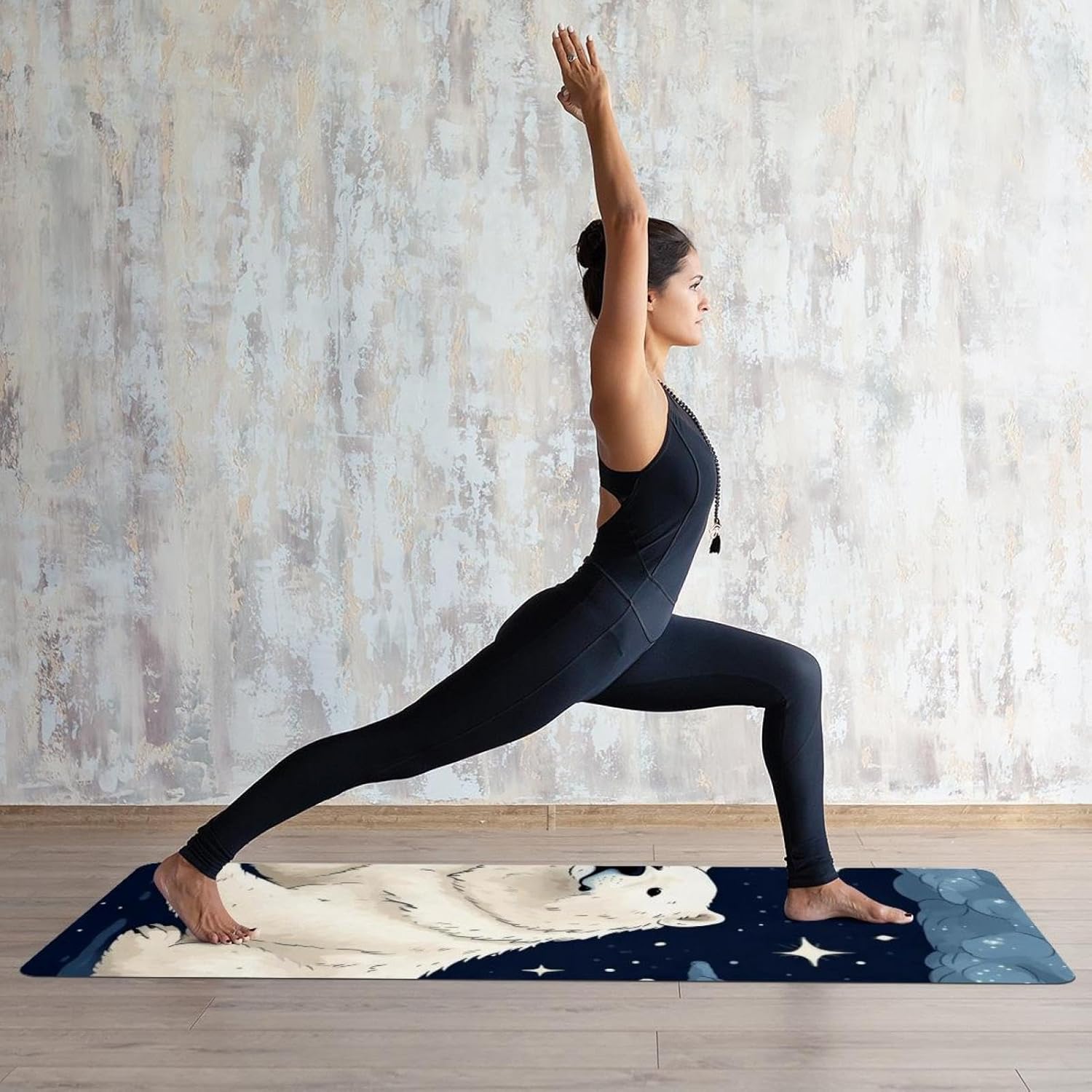 Yoga Towel, Galaxy Bear Pattern Non Slip Sweat Absorbent Hot Yoga Mat Towel for Hot Yoga, Pilates and Fitness - 72.8" x 26.8"